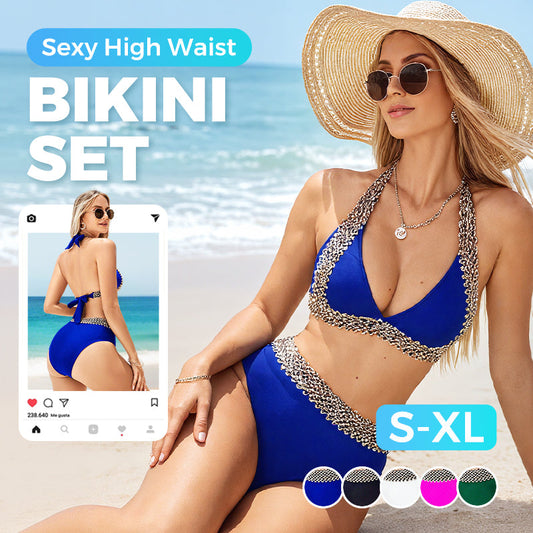 🔥Sexy V-neck Women's Holiday Swimsuit With Wavy Pattern