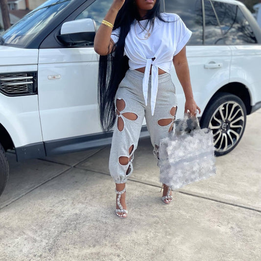 🌸👖Women's Casual Pants with Ripped Holes