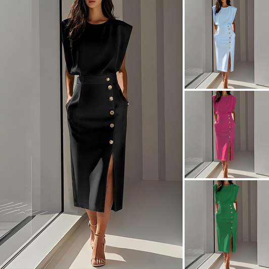 💜LAST DAY PROMOTION - 50%OFF💜French Elegance! Slit Midi Skirt | Draped Fabric with a Slight Waist Tuck