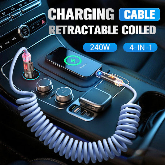 🏆Flash Sale⚡50K+ SOLD! 💥240W 4-in-1 Retractable Coiled Charging Cable
