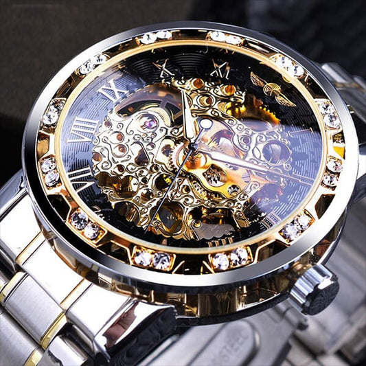 ✨Hot Sale 50% Off🔥Men's High-End Popular Rhinestone Skeleton Manual Mechanical Watch