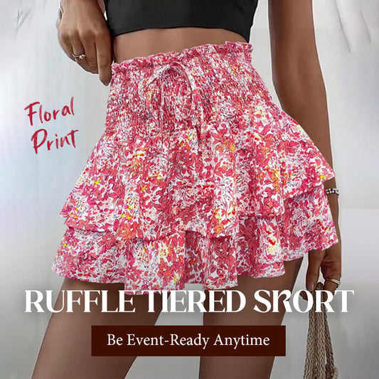 😍LAST DAY PROMOTION - 50%OFF💕Lightweight Slimming Floral Ruffle Tiered Skirt✨