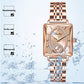 🎁Hot Sale 50% OFF⏳Fashion Square Ladies Rose Gold Diamond Watch