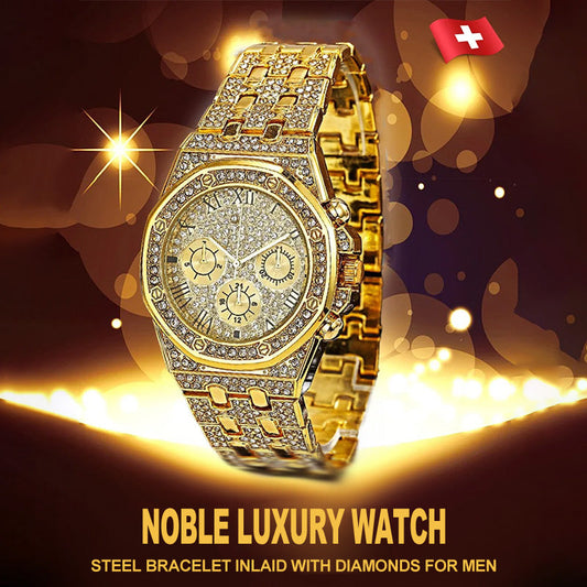 🎁Hot Sale 50% OFF⏳Men's Rotary Wristwatch With All-Diamond Steel Bracelet