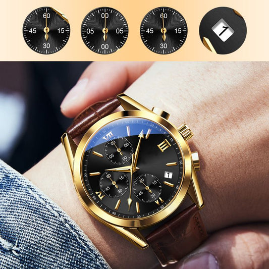 ✨Hot Sale 50% Off🔥 Men's Business Basic Leather Quartz Watch-Suitable for all styles