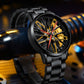 💖Most popular in 2025💖Men's 3D Rotating Skeleton Car Wheel Wrist Watch