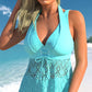 ✨Summer Hot Sale 🔥Women's V-Neck Lace Swimdress ＆ Boyshorts Two-Piece Set